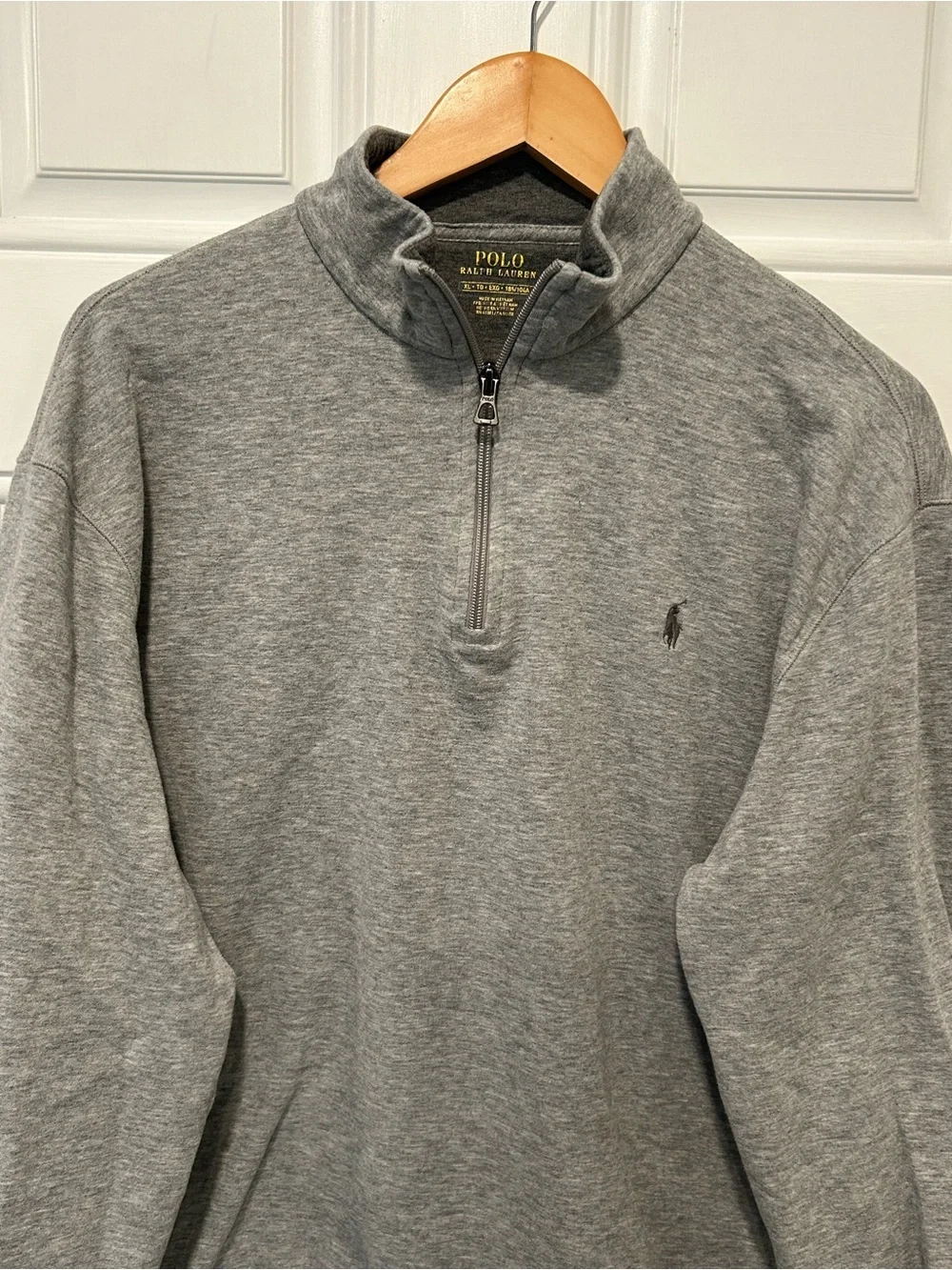 Polo Ralph Lauren Mens Heather Gray 1/4 Zip Cotton Knit Sweatshirt Mock Neck XL